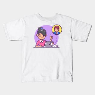 Women video call cartoon Kids T-Shirt